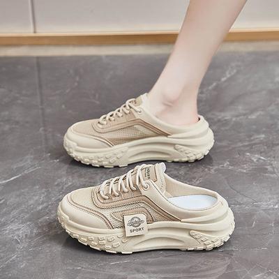 Баотоу тапочки женские летние для улицы мода 2025 новые модели с юбками, сандалии на толстой подошве, дышащие для беременных, ленивые полушлепанцы