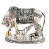 Kamdhenu Cow with Calf and Krishna Metal Showpiece for Home Decor and Decorative Gift Item, Silver