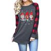 Christmas Print Long Sleeve Round Neck T Shirt Women's Fashion Clothing