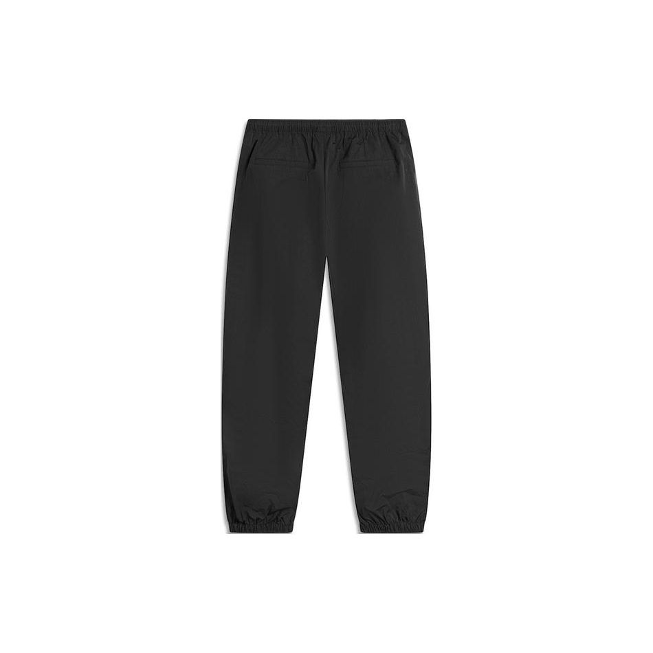 Li Ning Sports Lifestyle Series однотонные брюки-карго со средней талией и манжетами на завязках, трикотажные спортивные брюки, женские брюки, черный цвет AYKU610-6