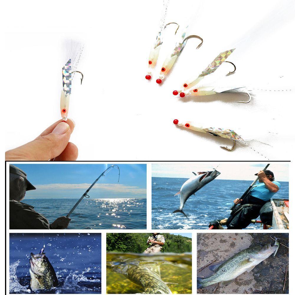 5pcs Hot Sharp Carbon Steel Luminous Fishing Hook Durable Head Fishing Tackle Treble Bait