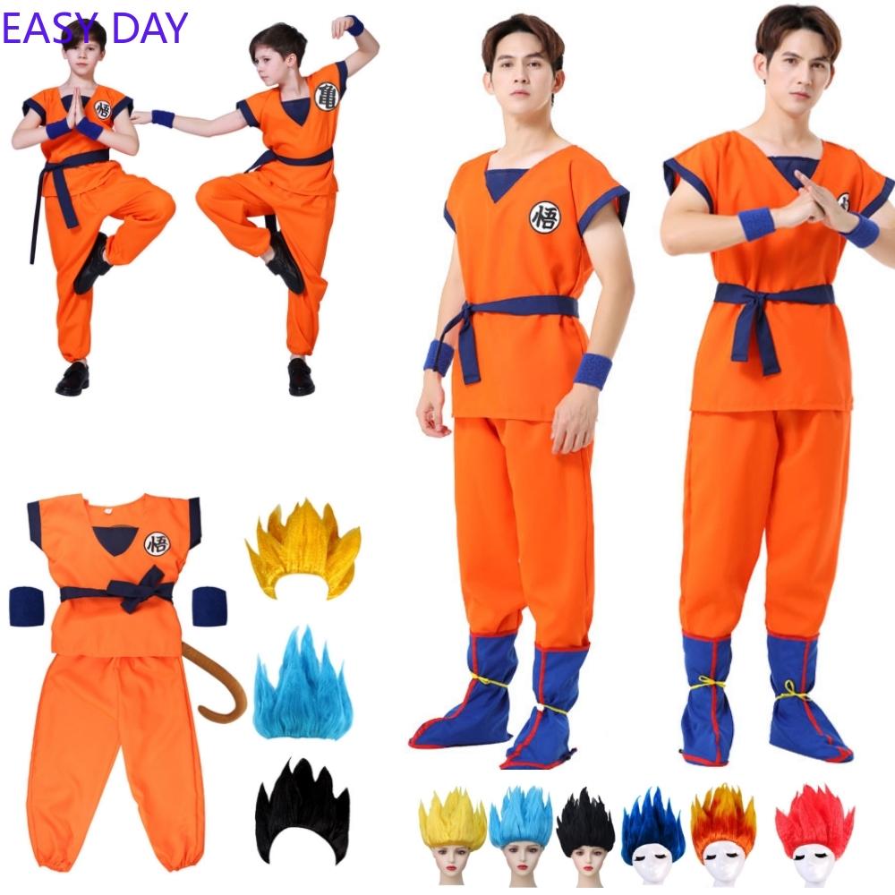 NEW Adults Kids Goku Cosplay Costumes For Boys Men Krillin Training Clothes Suit Outfits Son Goku Super Saiyan Wig Party Costume