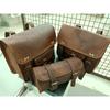 Подлинная винтажная козья кожа COMBO Motorcycle 3 Saddle Bag Panniers Передняя вилка