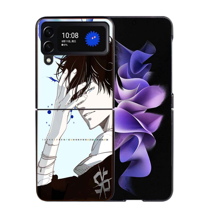 Kamonohashi Ron Phone Case For Samsung Z Flip 7 6 5G Galaxy Z Flip4 Z Flip5 Z Flip3 Coque Black Hard PC Shell Protective Cover