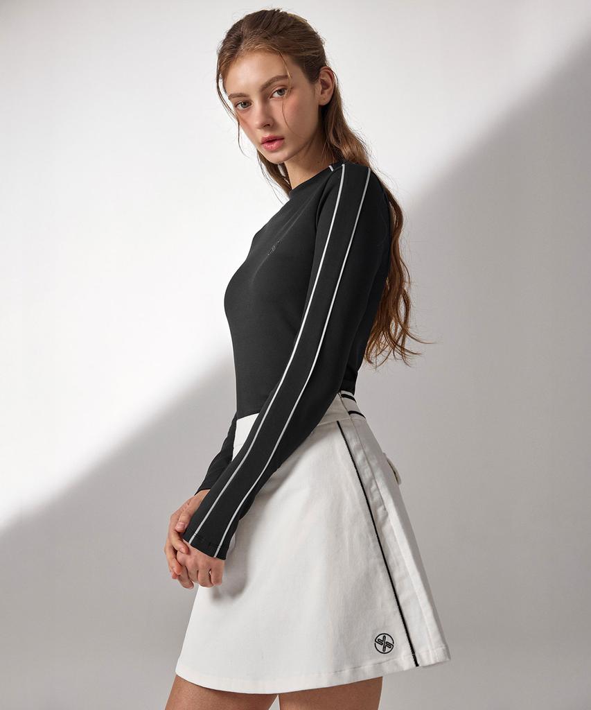 XEXYMIX Piping Contrast Mock Neck Long Sleeve Xfk3Tu1203