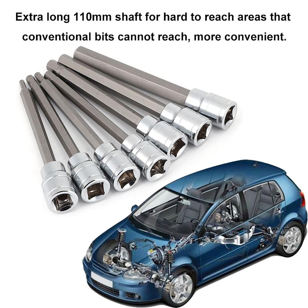 7PCS 3/8 Inch Drive Extra Long Hex Socket CR-V Steel Metric Hex Socket Set Auto Mechanics