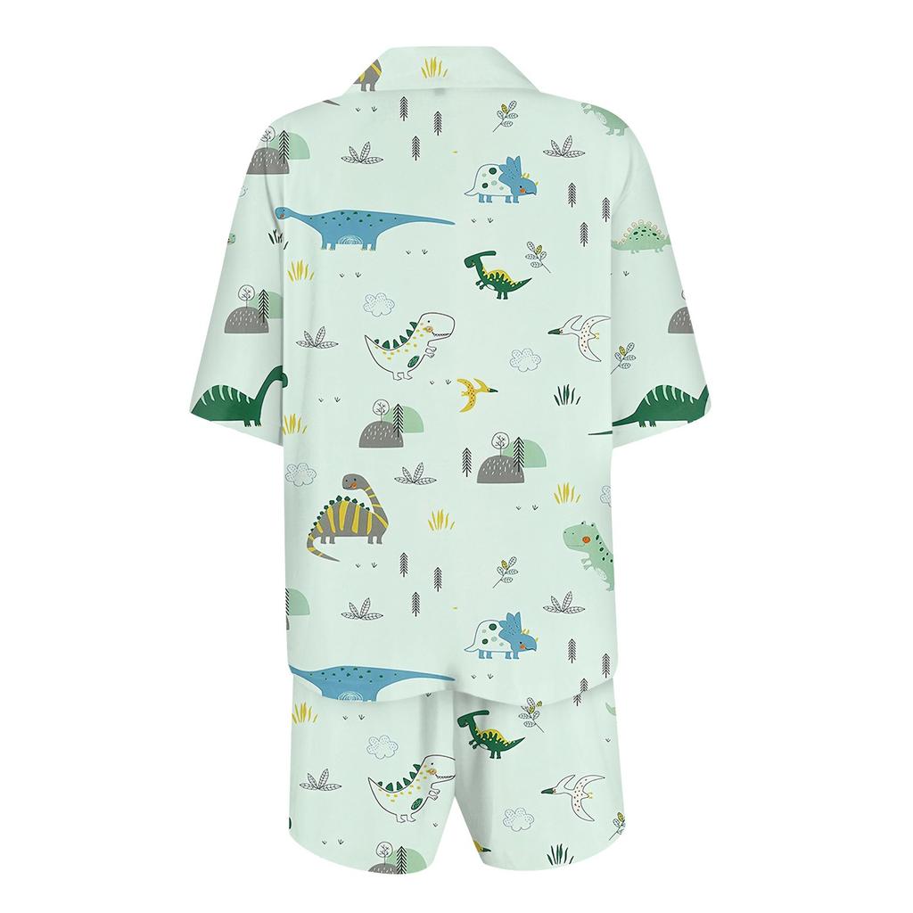 Женская шелковая пижама с пуговицами, домашняя одежда, принт со звездами, короткий рукав, атласный пижамный комплект из 2 предметов