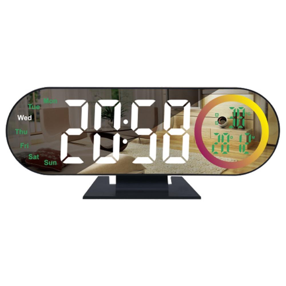 Voice Control Digital Alarm Clock 12/24H Format LED Electronic Clock LED Mirror Clock  Office Decor