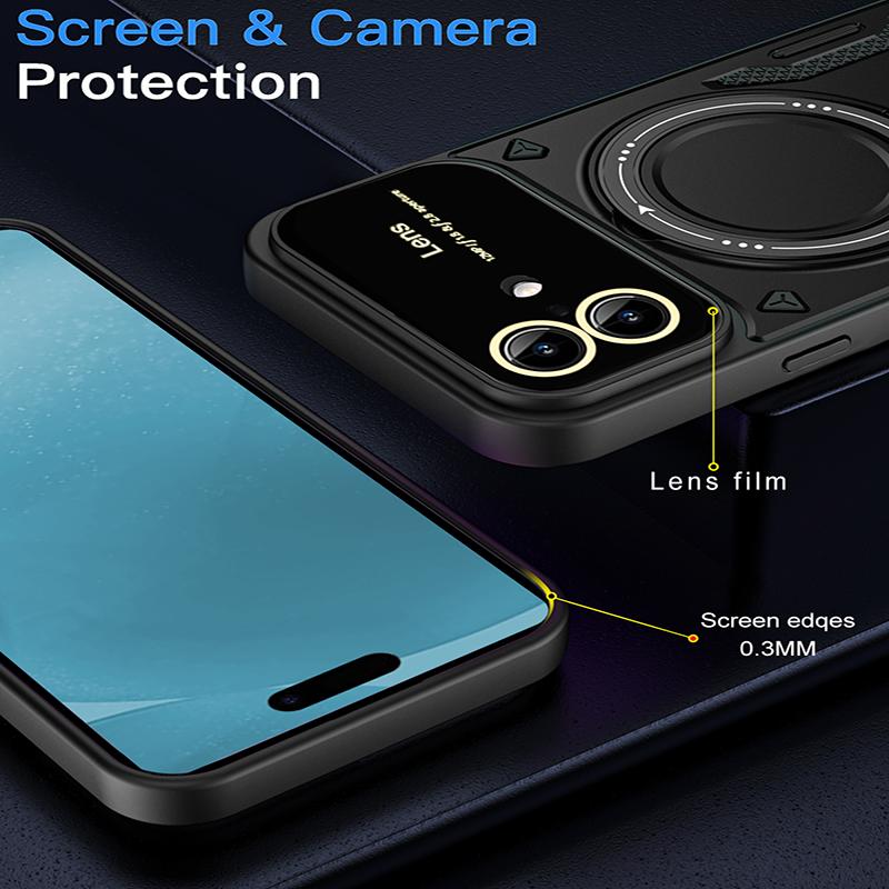 Противоударный чехол-накладка Armor для iPhone 17 с защитой объектива для iPhone 17 Pro Max 17 Air 17 Plus Магнитное кольцо-держатель для автомобиля Противоударный чехол