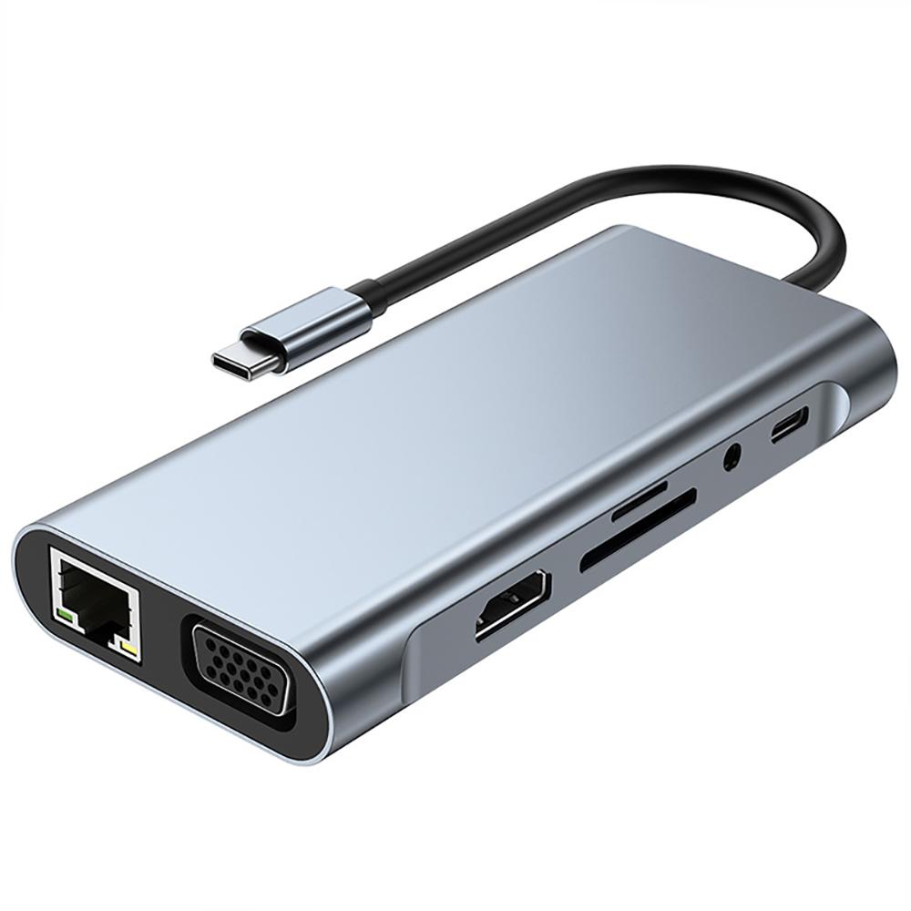 Адаптер USB C HUB Type C 4K 30 Гц HDMI-совместимый VGA RJ45 Lan Ethernet SD/TF PD 87 Вт Док-станция для ноутбука для MacBook Pro Air Разветвитель USB 3.0