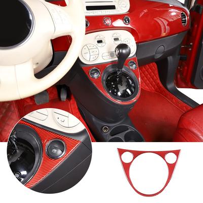 Hcilloend Применимо к новой панели кулисы переключения передач Fiat 500 Крышка кулисы переключения передач Уплотнительная наклейка Изготовлена из углеродного волокна Легко устанавливается Тип пасты Интерьер Интерьер