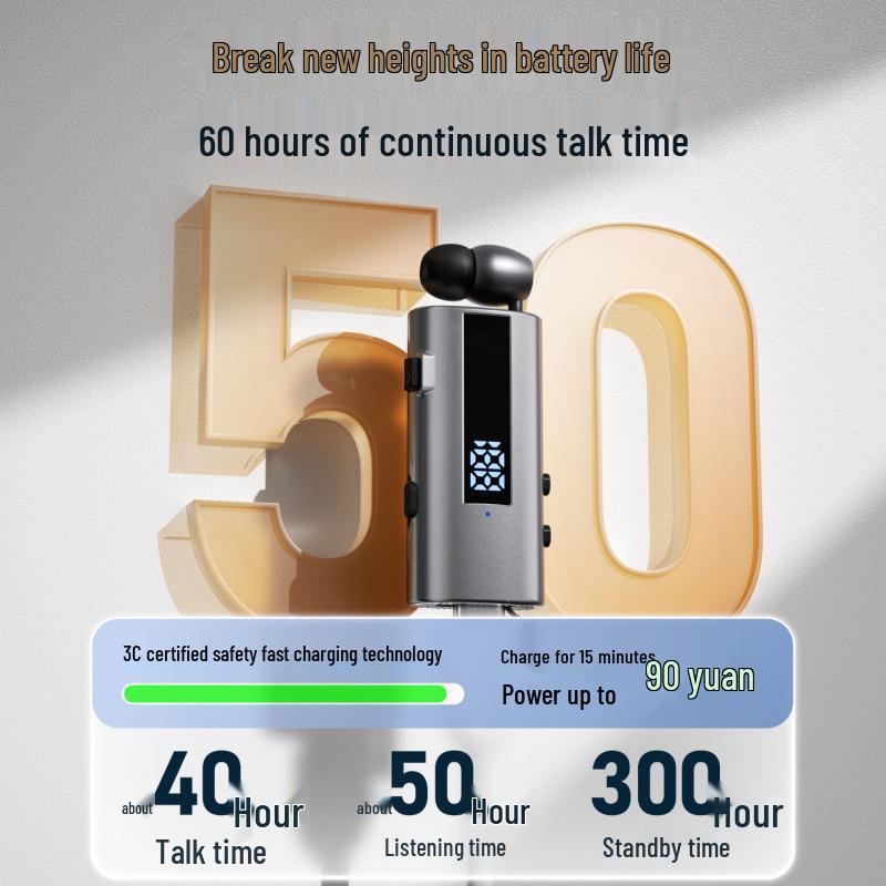 K92 Bluetooth Headset: Extra Long Battery, Clip-On, Caller ID, Vibration Alert, Noise Reduction, Ideal for Ride-Hailing and Delivery Riders