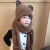 Winter Baby Bear Ears Hat Plush Ear Protection Hats Lovely One-Piece Hats Scarf Gloves  Boy Girls