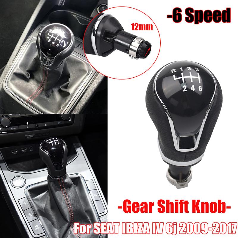 For SEAT IBIZA IV 6j 2009 2010 2011 2012 2013 2014 2015 2016 2017 5 6 Speed Manual Car Shifter Boot Gear Shift Knob Head Lever