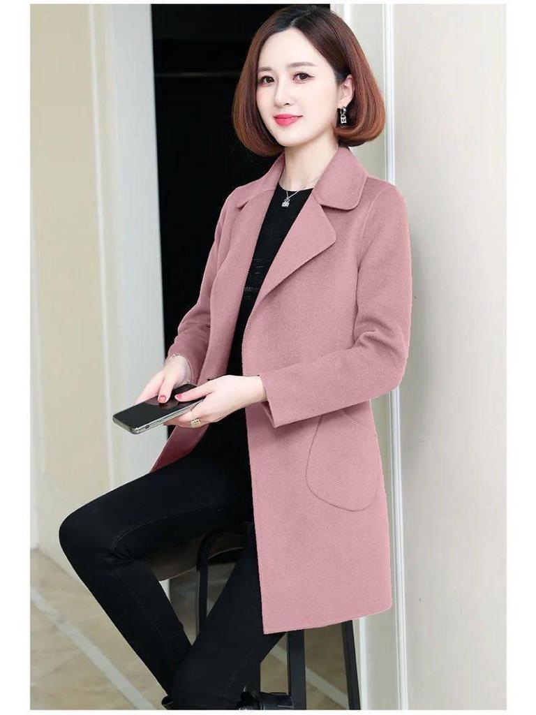 Женское шерстяное пальто средней длины, приталенное, в корейском стиле 2025, для миниатюрных, свободного кроя, на осень/зиму