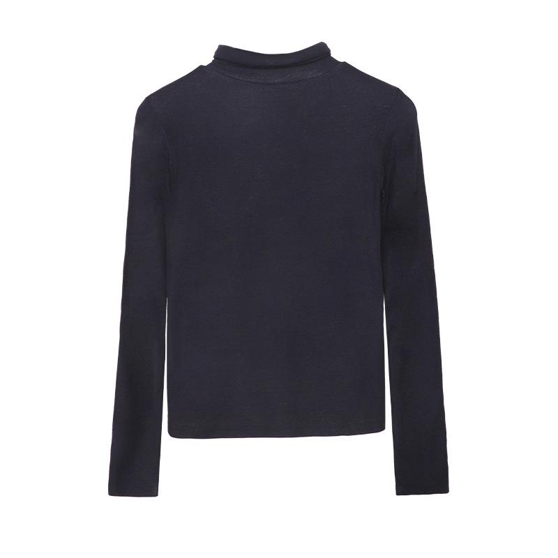 Women's Slim Fit Lightweight Tencel Wool Half-Turtleneck Top for Autumn/Winter 2024