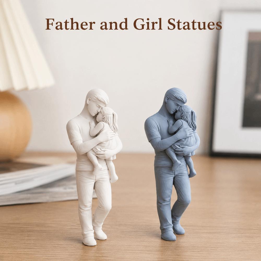 3D Printed Father and Girl Statues Standing Nordic-Style Ornaments Father's Day