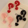 Chic Ankara Red Question Mark Stud Earrings - Bold Fashion Statement
