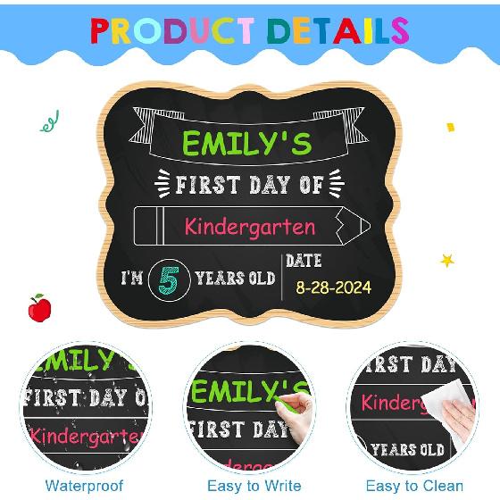 PETCEE First & Last Day of School Chalkboard - 9.5" x 12" Back to School Board Sign Reble 1st Day of Preschool Kindergarten Photo Props Gifts for
