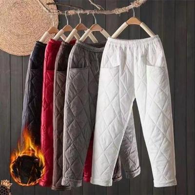 Ультратонкие пуховые брюки женские новые высококачественные свободные зимние утолщенные прямые хлопковые брюки с высокой талией