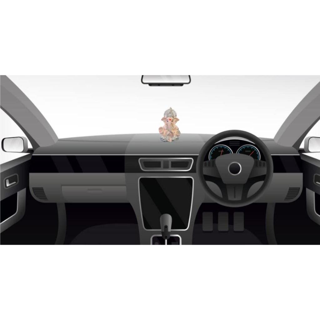 God Ganesha Idol for Home Decor Ganpati for Gift Home Office Table Shelves Gifting 3.5 Inches (Silver) (Silver Cherry Blossom), Idol