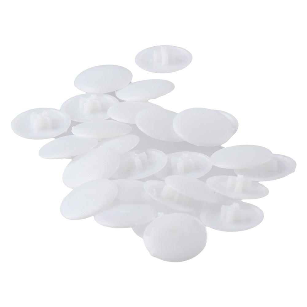 100 PCS White Plastic Nuts Bolts Covers 17mm Eccentric Wheel Decorative Cover Screws Head