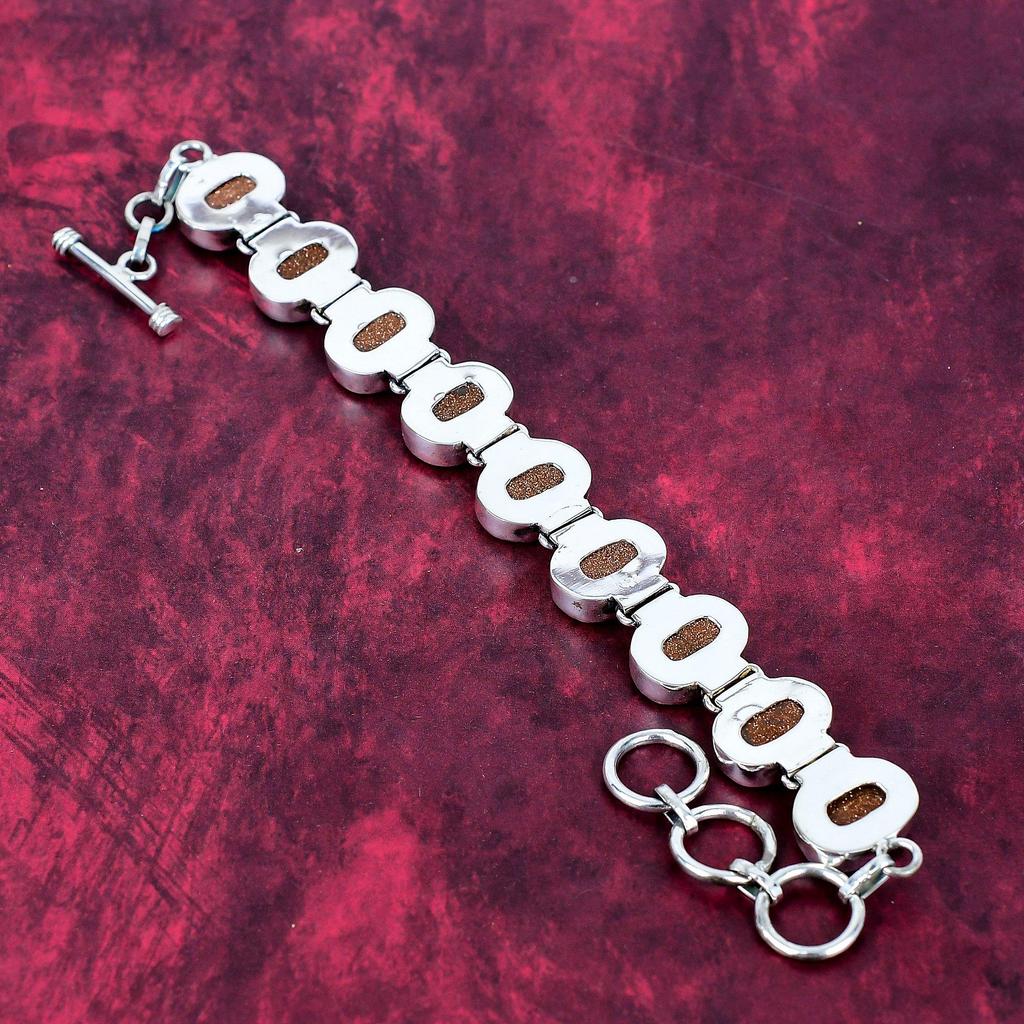 Браслет из стерлингового серебра Sunstone 925 пробы, браслет из драгоценных камней высшего качества, регулируемый браслет-цепочка, ювелирные изделия ручной работы, подарок на годовщину