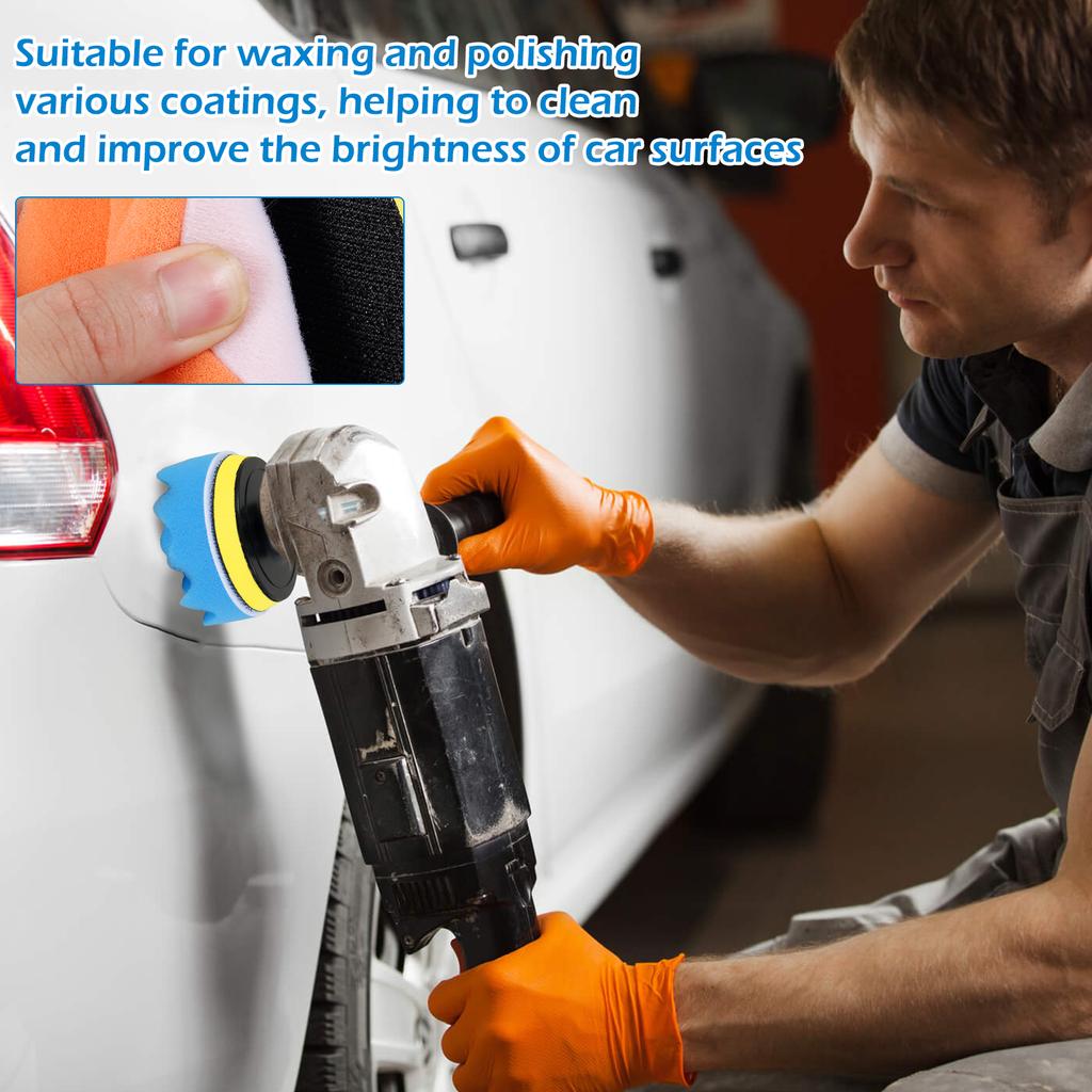 29 шт. полировальных дисков для автомобиля, 3 дюйма, моющаяся полировальная губка, многоразовый шерстяной волокнистый полировальный диск, набор для полировки автомобиля с воском