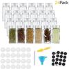 Spice Jars - Set of 24 - Glass - Airtight Lids - Labels Included - Brush and Funnel