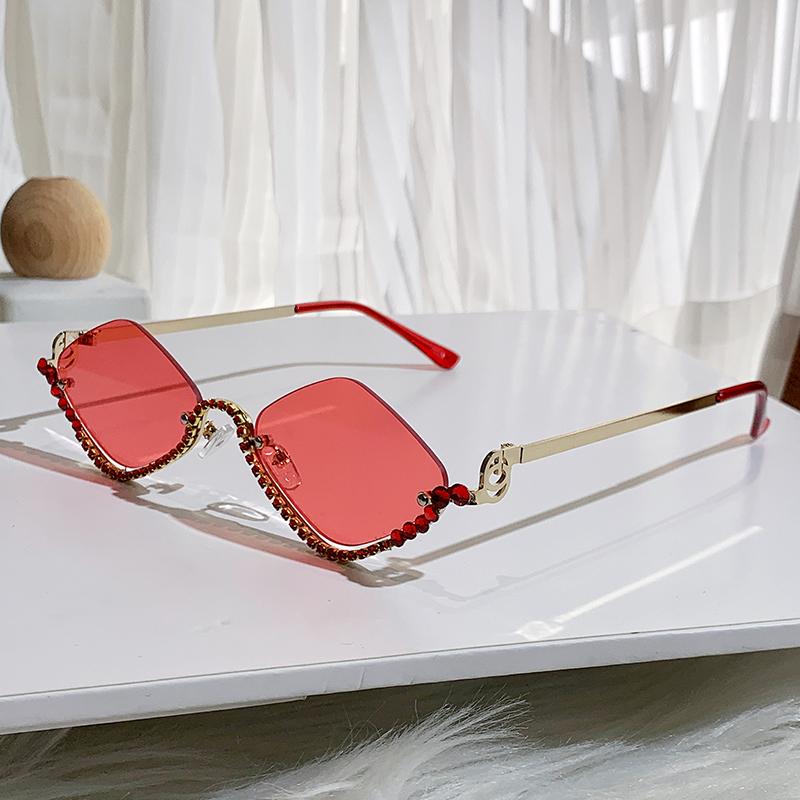 Новые солнцезащитные очки с полуободковой оправой из стразов, солнцезащитные очки с цветными бриллиантами, женские 90306-1