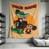 Custom Name Cheburashkas Wall Tapestry Aesthetic Wall Hanging Printed Fabric Blanket Decorative Tapestries for Bedroom Living Room Home Decor