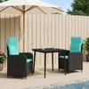 Sofa Table Set 3 pcs PE Rattan and Powder Coated Steel