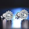 Sunflower Stud Earrings: One-Carat Zircon, Women's European & American Fashion