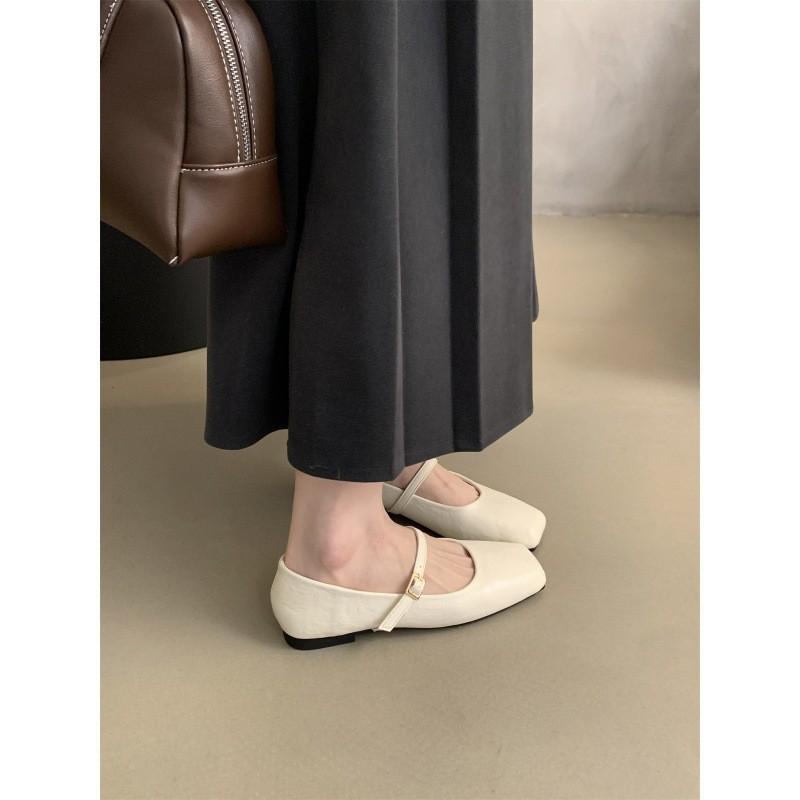 Ретро квадратный носок, неглубокий вырез, одинарные туфли, фея, фея, повседневные, мягкие, плоские туфли Мэри Джейн