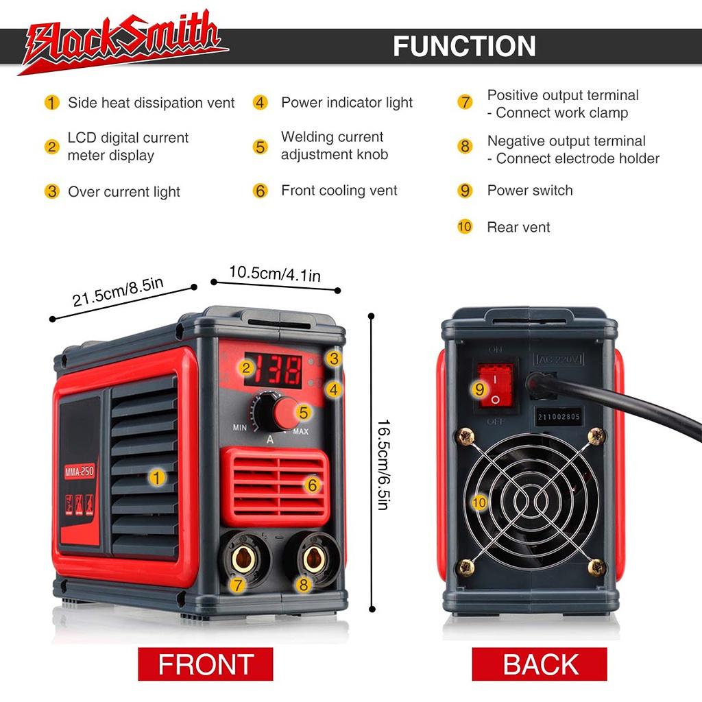 3000 Вт мини-сварочный аппарат MMA-250A, инверторный сварочный аппарат, IGBT, цифровой ЖК-дисплей, электросварочный аппарат с аксессуарами