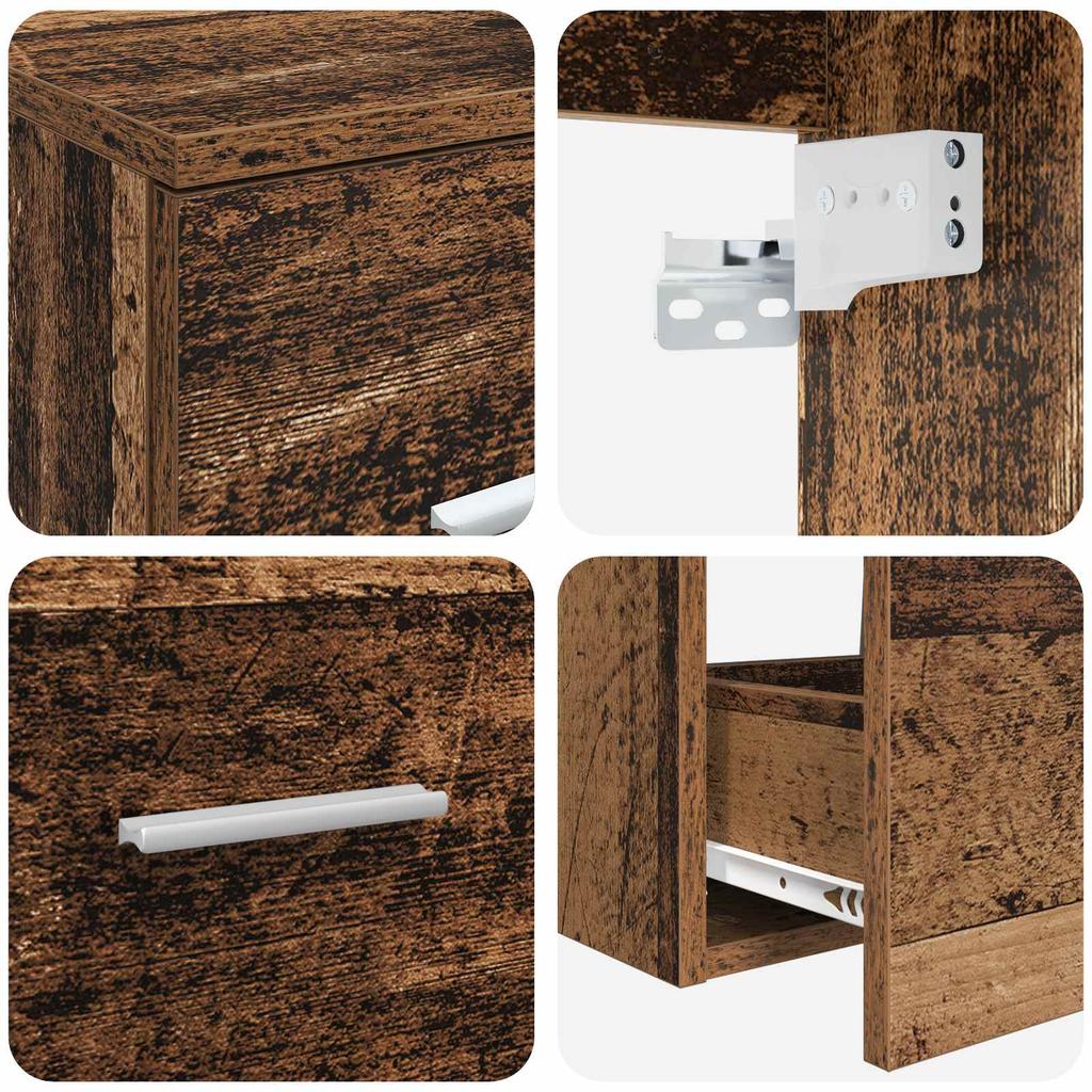 Bathroom Cabinet Set 3 pcs Reclaimed Wood 136 x 35 x 80 cm
