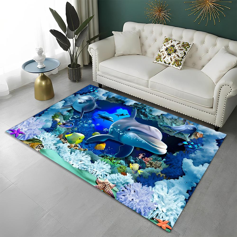 3D ковер-иллюзия морского дна, подводный мир, для дома, гостиной, спальни, дивана, коврик-дверной коврик, декор, детский коврик, нескользящий напольный коврик