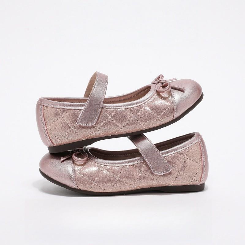 Girls Princess Flat Shoes Bow Detail Soft Sole Slip-On Kids