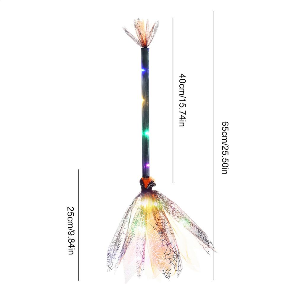 Witch Broom Kids Broom Stick Halloween with LED Lights Cosplay Props Witch Costume Accessories Cosplay Props