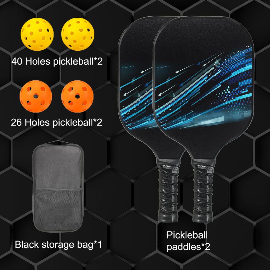 Набор ракеток для пиклбола PATIKIL, одобренная USAPA, ракетка для пиклбола с покрытием из стекловолокна и мягкой рукояткой, 2 ракетки, 4 мяча для пиклбола, 1 сумка для переноски для мужчин