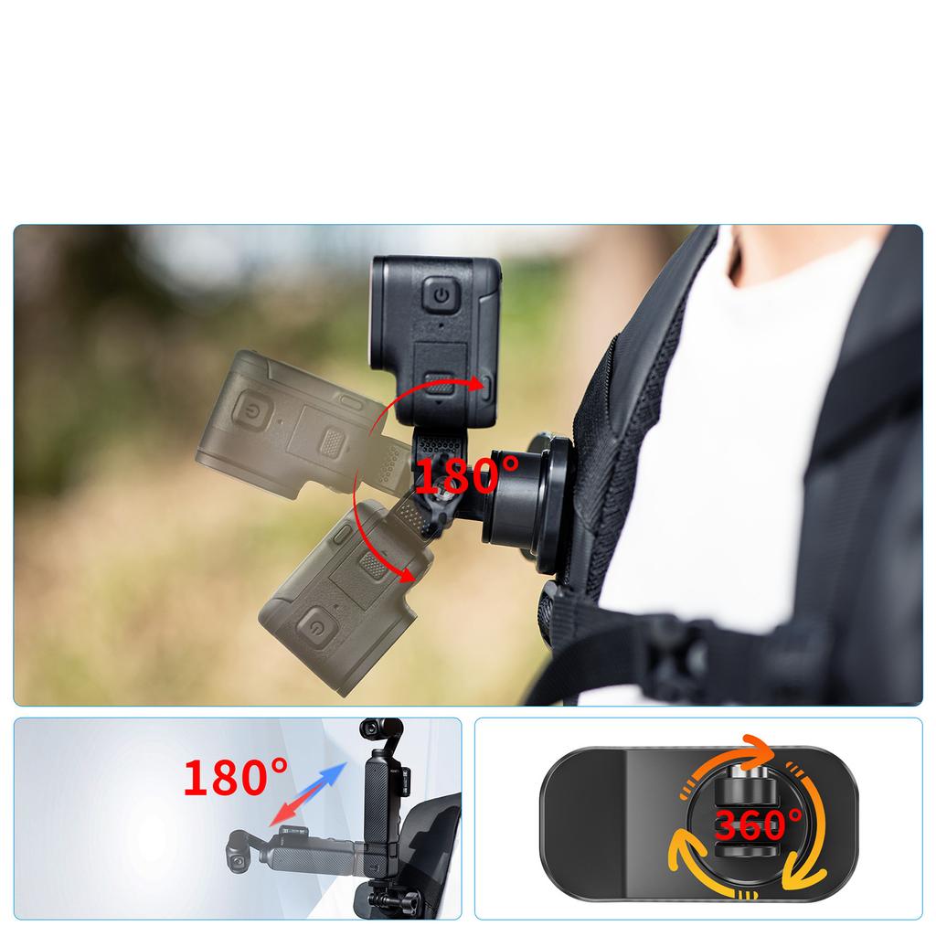 Compatible with DJI Action 5pro/POCKET3 Sport Camera Magnetic Backpack Clip