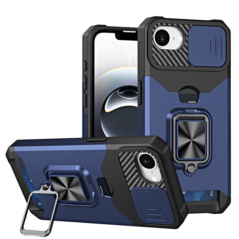Ударопрочный тяжелый жесткий чехол с металлической подставкой и слотом для карт для iPhone 16 Pro Max 15 Pro Max 14 Pro Max