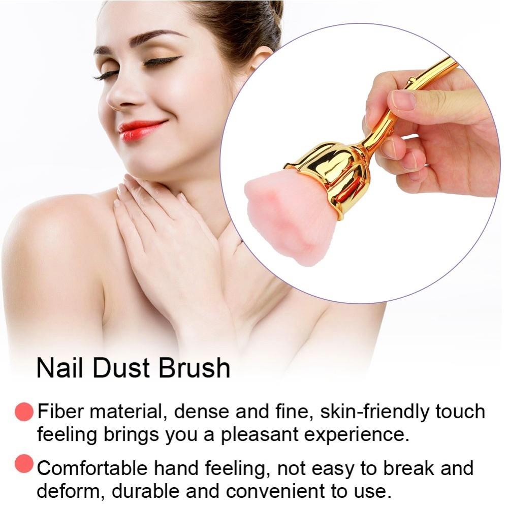 Rose Shape Design Nail Art Brush Long Handle Nail Powder Brush Manicure Brush For Acrylic Nails