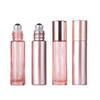 1Pcs Glass Roll On Bottle 5/10Ml Pink Roller Bottle Essential Oil Lip Gloss Refillable Tube Empty Jar Glass Perfume Bottle