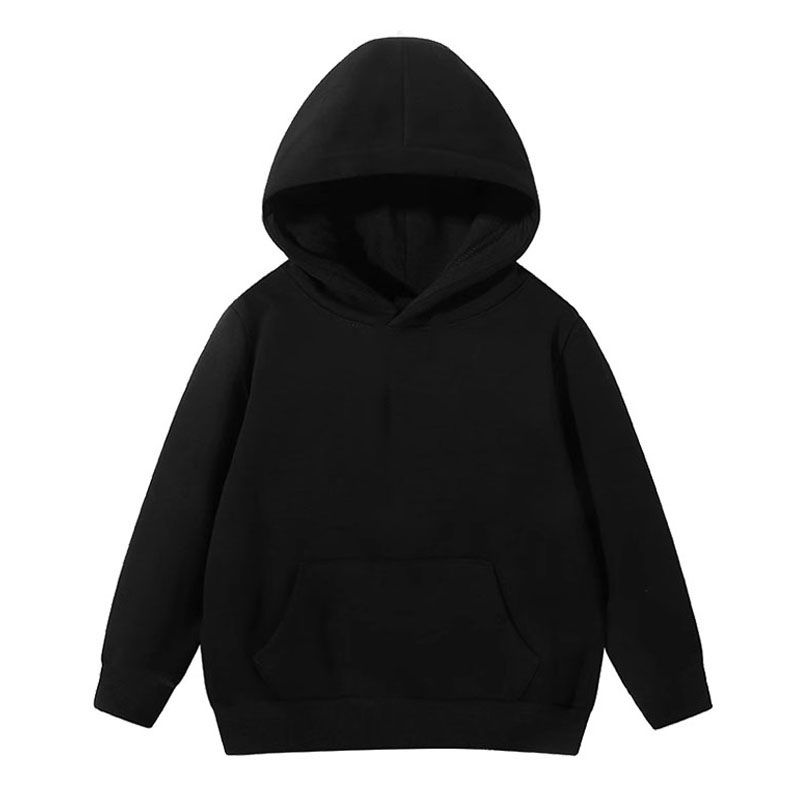 4-14 Years Kids Solid Color Hooded Pullover Long Sleeve Coat