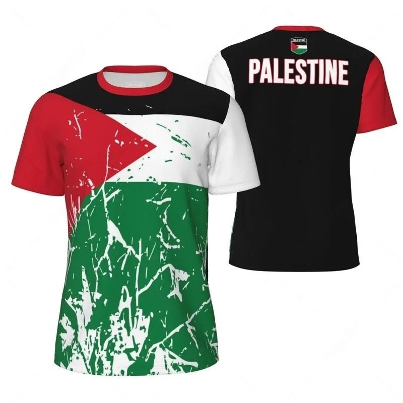 Palestinian Flag Men's Football T-shirt Summer Trendy Emblem 3D Printed Sportswear Fashion Casual Comfortable Short Sleeve Tops