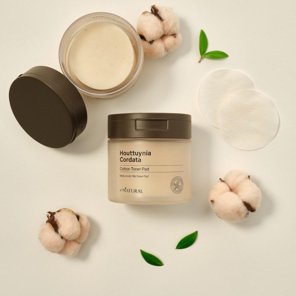 all NATURAL Ватные диски с тонером Houttuynia cordata, 60 листов, 110 мл, 1 шт.