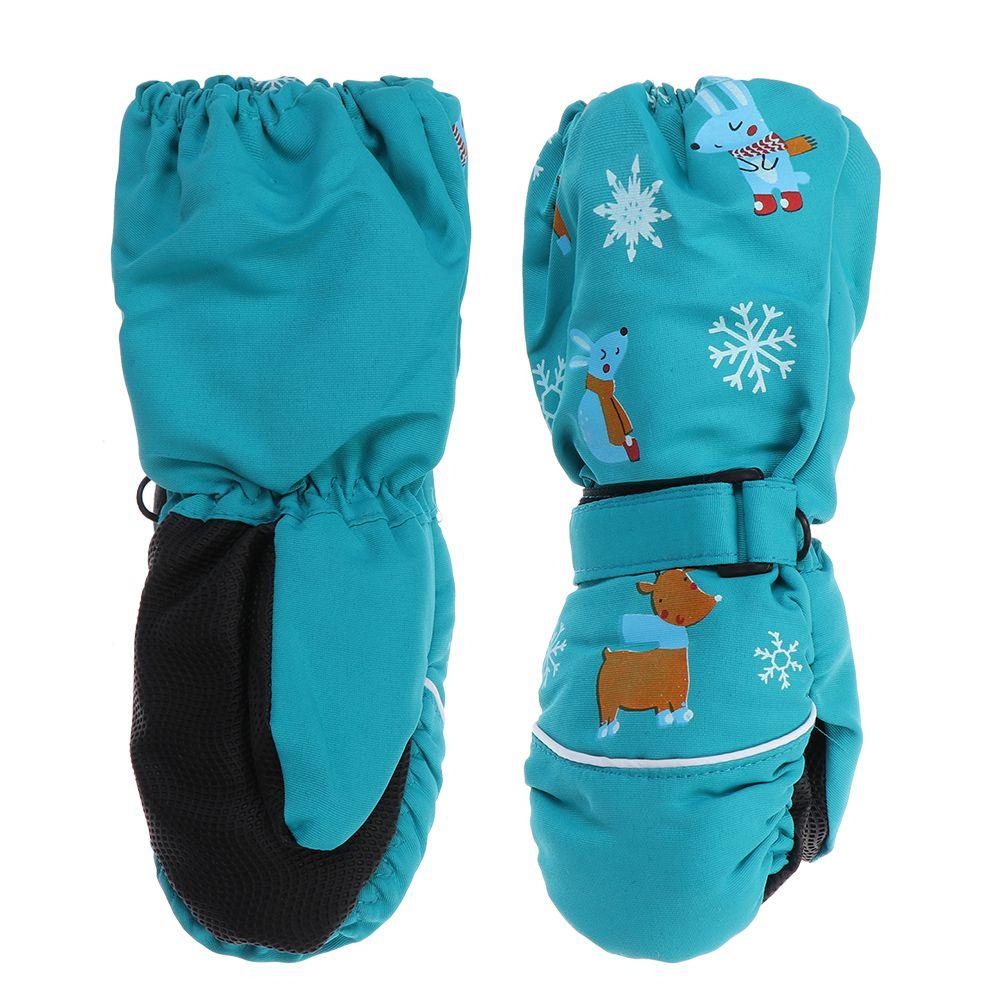 Старый принт Мультяшные Водонепроницаемые Нескользящие Толстые Теплые Детские Лыжные Перчатки Ветрозащитные Варежки с Длинными Рукавами