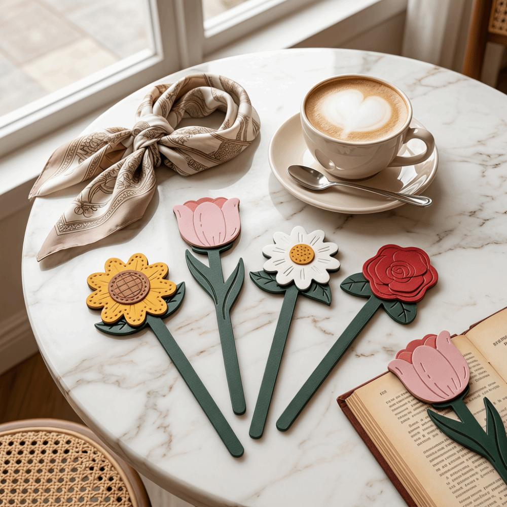 Soft Page Marker Floral Patterns Long Bookmark Beautiful PU Bookmark Writers