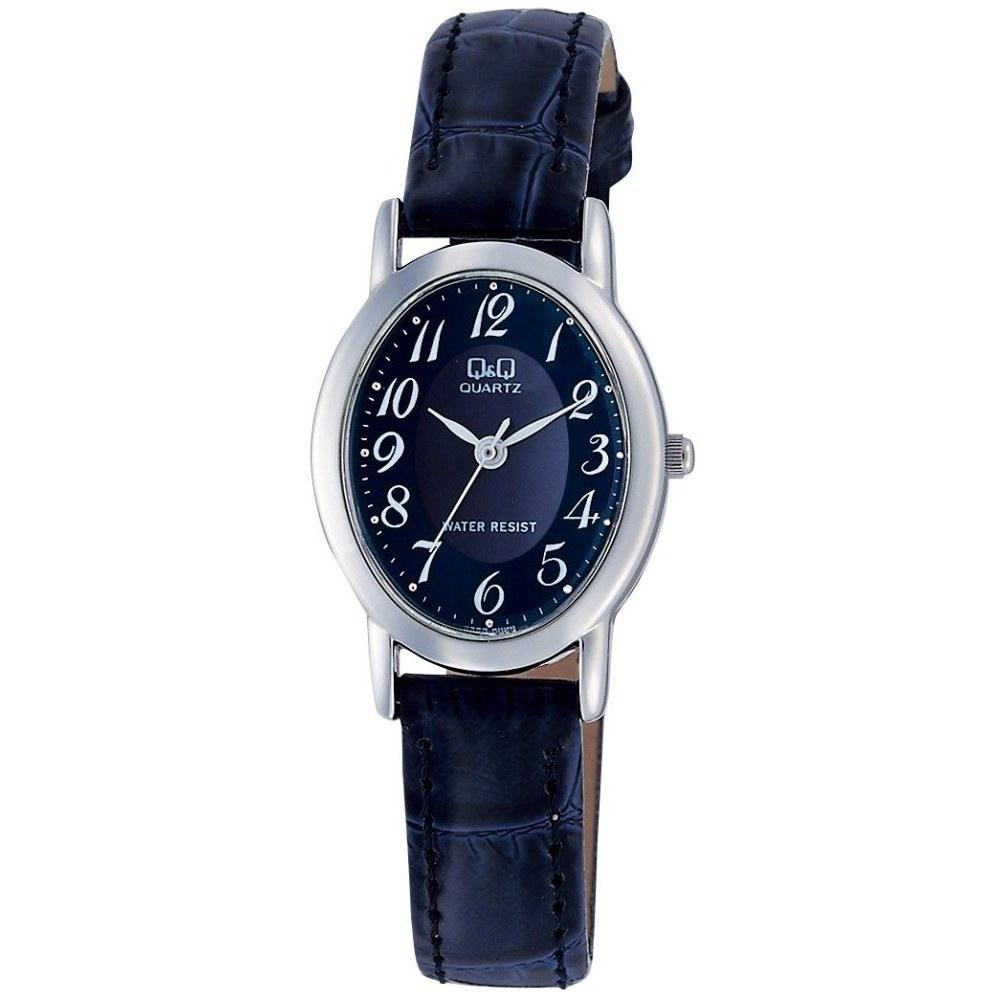 Citizen QQ wristwatch analog waterproof leather belt VZ89-305 ladies navy
